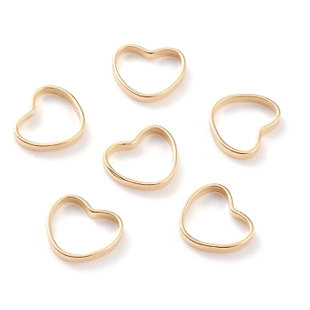 Brass Linking Rings, Long-Lasting Plated, Heart, Real 24K Gold Plated, 8x8x1mm, Inner Diameter: 7x6mm