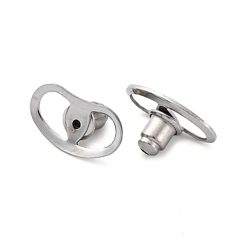 304 Stainless Steel Earplug Accessories, Stainless Steel Color, 13x7.5x2mm, Hole: 0.9mm