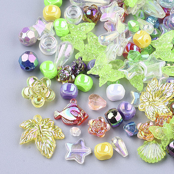Acrylic Beads & Pendants, Mixed Shapes, Mixed Color, 4~29x4~20.5x4~9mm, Hole: 0.8~4mm