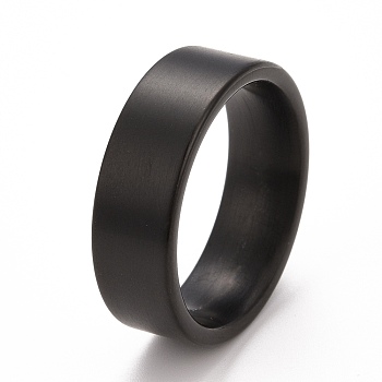 Ion Plating(IP) 304 Stainless Steel Plain Band Finger Ring for Men Women, Electrophoresis Black, 8mm, Inner Diameter: 16.5~21.4mm