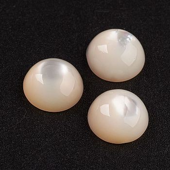 Natural White Shell Mother of Pearl Shell Cabochons, Half Round/Dome, 9x4mm