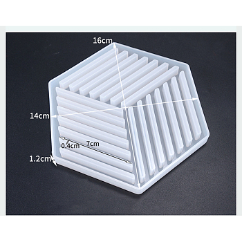 Silicone Cup Mat Molds, Resin Casting Molds, For UV Resin, Epoxy Resin Jewelry Making, Hexagon, White, 16x14x1.2cm, Inner Size: 0.4x7cm