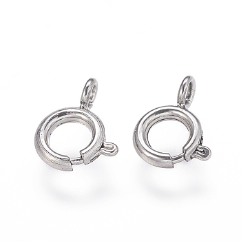 Tarnish Resistant 304 Stainless Steel Spring Ring Clasps, Stainless Steel Color, 9x6x3mm, Hole: 1.5mm