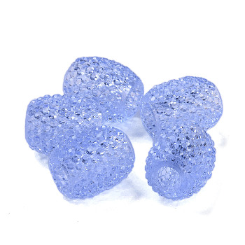 Transparent Resin European Jelly Colored Beads, Large Hole Barrel Beads, Bucket Shaped, Cornflower Blue, 15x12.5mm, Hole: 5mm