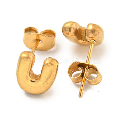 Chunk Letter 304 Stainless Steel Stud Earrings for Women(EJEW-G386-01U-G)-2