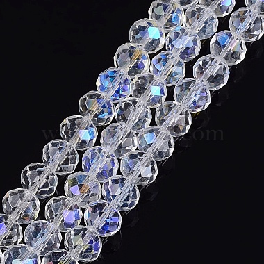 10mm White Abacus Electroplate Glass Beads