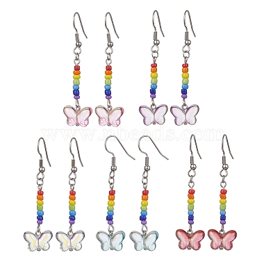 Mixed Color Butterfly Glass Earrings