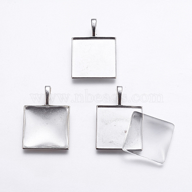 Clear Square Alloy+Glass Pendant Making