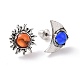 Resin Beaded Sun & Moon Asymmetrical Earrings(EJEW-B015-01)-1
