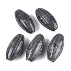 Vintage Handmade Porcelain Beads, Fancy Antique Glazed Porcelain, Oval, Black, 40~41x18~21mm, Hole: 3~3.5mm(PORC-N013-24-01)
