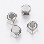 Tarnish Resistant 304 Stainless Steel Beads, Cube, Stainless Steel Color, 4x4x4mm, Hole: 2.5mm(STAS-G170-36P-4mm)