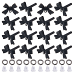 Alloy Stud Earring Findings, with 925 Sterling Silver Pins and Brass Jump Rings, Bowknot, Black, 11x15x4mm, Hole: 1.2mm, Pin: 0.7mm(FIND-HS0001-54)