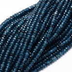 Dyed Natural Malaysia Jade Rondelle Beads Strands, Faceted, Marine Blue, 4x2~3mm, Hole: 1mm, about 115pcs/strand, 14 inch(X-G-E316-2x4mm-19)