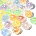 30Pcs Rainbow Iridescent Plating Acrylic Beads, Glitter Beads, Faceted, Round, Mixed Color, 16mm, Hole: 1.8mm(TACR-CJ0001-52)