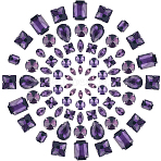 100PCS 10Style Sew on Rhinestone, Multi-strand Links, Glass Rhinestone, with Platinum Tone Brass Prong Settings, Garments Accessories, Faceted, Horse Eye, Purple, 8~18x4~13x3.5~7.5mm, Hole: 0.8~1mm, 10pcs/style(RGLA-GF0001-12B)
