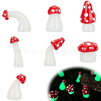 7Pcs 7 Styles Ceramic Mushroom Display Decorations, for Garden Yard Fleshy Bonsai Decoration, Red, 9.5~22x9.5~20.5x21~32mm, 1pc/style(DJEW-GF0001-99)