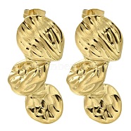 Ion Plating(IP) 304 Stainless Steel Nuggets Stud Earrings, Real 18K Gold Plated, 33x18mm(EJEW-I312-03G)