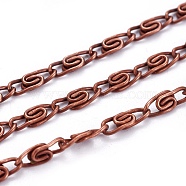 Lumachina Iron Chains, Unwelded, Silver Color, with Spool, Red Copper, 6.5x2.5x1mm, about 328.08 Feet(100m)/roll(CHM001Y-R)