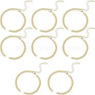 Nbeads 8Pcs Two Tone Handmade Brass Curb Chain Bracelet Makings, with Enamel, Extender Chain and 304 Stainless Steel Lobster Claw Clasps, Golden, 5-1/2 inch(14cm)(KK-NB0002-63)