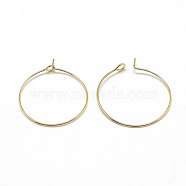 Brass Hoop Earrings, Ring, Real 18K Gold Plated, 20 gauge, 29x25mm, Pin: 0.8mm(KK-T032-005G)