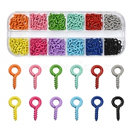 Spray Painted Iron Screw Eye Pin Peg Bails, For Half Drilled Beads, Cadmium Free & Nickel Free & Lead Free, Mixed Color, 10x5x1mm, Hole: 2.5mm, Pin: 1.5mm, 36Pcs/color, 12 Colors, 432Pcs/box(IFIN-YW0001-37A)