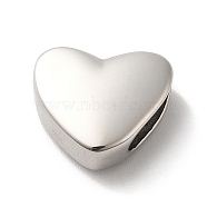 304 Stainless Steel Beads, Half Drilled, Heart, Stainless Steel Color, 12x14x6mm, Hole: 9x3.5mm(STAS-P325-29P)