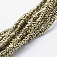 Electroplate Glass Beads Strands, Full Plated, Faceted, Rondelle, Antique Bronze Plated, 2.5x1.5mm, Hole: 0.5mm, about 197~201pcs/strand, 12.9 inch(33cm)(EGLA-J144-FP-A04)