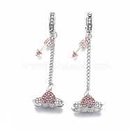Alloy European Dangle Charms, with Rhinestone, Large Hole Pendants, Flying Heart and Arrow, Platinum & Rose Gold, 57mm, Hole: 5mm, arrow: 15x4x3mm, Heart: 10x17x8mm(X-MPDL-N039-019)