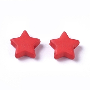 Opaque Acrylic Beads, Star, Red, 9.5x9.5x3.5mm, Hole: 0.5mm(X-SACR-WH0002-07J)