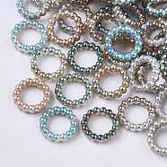 ABS Plastic Imitation Pearl Linking Rings, Rainbow Gradient Mermaid Pearl, Round Ring, Dark Slate Gray, 14x3mm, Inner Diameter: 10mm, about 1000pcs/bag(OACR-N005-10mm-08)