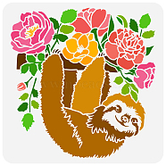 PET Hollow Out Drawing Painting Stencils, for DIY Scrapbook, Photo Album, Sloth, 30x30cm(DIY-WH0391-0689)