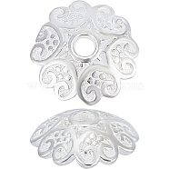 10Pcs 925 Sterling Silver Bead Caps, 6-Petal, Flower, 925 Sterling Silver Plated, 8x2mm, Hole: 1.2mm(STER-CN0001-37)