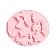 Marine Organism Food Grade Silicone Molds, Fondant Molds, Baking Molds, Chocolate, Candy, Biscuits, UV Resin & Epoxy Resin Jewelry Making, Mixed Shape, Pink, 166x140x12mm, Inner Size: 28~65x17.5~62mm(DIY-G022-07)