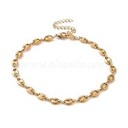 Vacuum Plating 304 Stainless Steel Coffee Bean Chain Bracelet for Men Women, Golden, 9-1/2 inch(24cm)(BJEW-E031-16G-01)