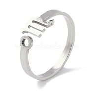 Non-Tarnish Constellations 304 Stainless Steel Open Cuff Ring for Women, Stainless Steel Color, Scorpio, Inner Diameter: 17.5~18.5mm(RJEW-L122-001P-04)