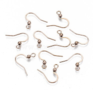 304 Stainless Steel Earring Hooks, Ear Wire, with Horizontal Loop, Cadmium Free & Nickel Free & Lead Free, Rose Gold, 15~17x18~19mm, Hole: 2mm, 21 Gauge, Pin: 0.7mm(STAS-N092-103RG-NR)