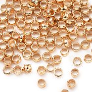 Brass Crimp Beads, Light Gold, 3x2mm, Hole: 2mm(KK-S509-01KCG-01)