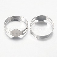 Iron Pad Ring Base Findings, Adjustable, Platinum, 16mm, 7.5mm wide, Tray: 7mm(X-E145Y-1)