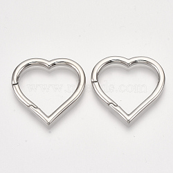 Non-Tarnish 304 Stainless Steel Spring Gate Rings, Heart Rings, Stainless Steel Color, 30x30x3mm, Inner Diameter: 21x24mm(STAS-S079-91)