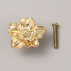 Zinc Alloy Drawer Knob, Cabinet Pulls Handles for Drawer Accessories, with Screw, Golden, Flower, 36x41.5x23.5mm(FIND-WH20019-15A)