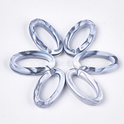 Acrylic Linking Rings, Quick Link Connectors, For Jewelry Chains Making, Imitation Gemstone Style, Oval, Alice Blue, 35x19.5x6mm, Hole: 25.5x10mm, about 235pcs/500g(OACR-S021-21F)