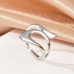 Hollow Triangle Brass Open Cuff  Rings for Women, Platinum, 23mm, Inner Diameter: Adjustable(RJEW-G343-13P)