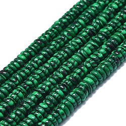 Synthetic Malachite Beads Strands, Disc, 6x1~3mm, Hole: 0.8mm, about 151pcs/strand, 15.35''(39cm)(G-K245-B01-02)