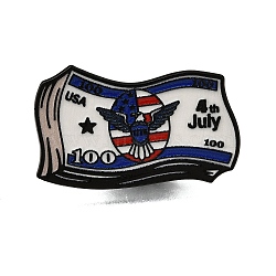 Independence Day Enamel Brooches, Black Alloy Lapel Pin Backs for Backpack Clothes, 4th of July USA Eagle $100 Bill, 18x30mm(AL-CBA97E5-01EB-04)