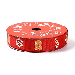 5 Yards Christmas Polyester Printed Grosgrain Ribbon, for Gift Wrapping, Gingerbread Man, 5/8 inch(16mm)(OCOR-A008-01E)