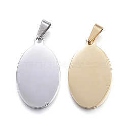 304 Stainless Steel Pendants, Flat Oval, Stamping Blank Tag, Mixed Color, 38x23x2mm, Hole: 10x5mm(STAS-H333-01)