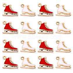 20Pcs 2 Colors Alloy Enamel Pendants, Christmas Skating Shoes, Light Gold, Mixed Color, 13x15x1.5mm, Hole: 1.5mm, 10pcs/color(PALLOY-CJ0001-137)