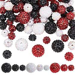 ARRICRAFT 90Pcs 9 Style Resin Rhinestone Graduated Beads, with UV Plating Acrylic Round Beads Inside, Mixed Color, 12~20x10~18mm, hole: 2~2.5mm(RESI-AR0001-41)