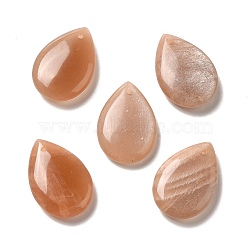 Natural Sunstone Pendants, Teardop Charms, 25x17.5x5.5~6.5mm, Hole: 1.2~1.5mm(G-F729-03A)