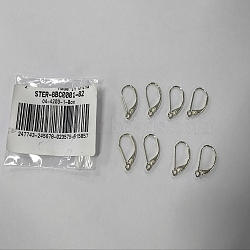 4 Pairs 925 Sterling Silver Leverback Hoop Earrings Findings, with Horizontal Loops, Silver, 16.5x10x2mm, Hole: 1mm, Pin: 0.8mm(STER-BBC0001-82)